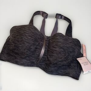 Victoria Secret Sports Bra Purple Black 34DD Medium Support Knockout Front Close